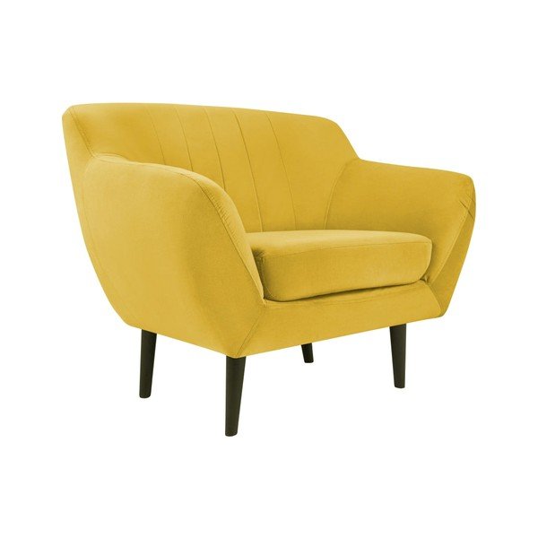 Kollane sametist tugitool Toscane - Mazzini Sofas-image-2