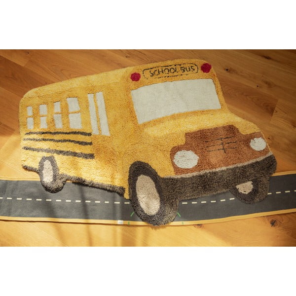Ookerkollane pestav/käsitsi kootud puuvillane lastevaip 90x130 cm School Bus - Lorena Canals-image-4