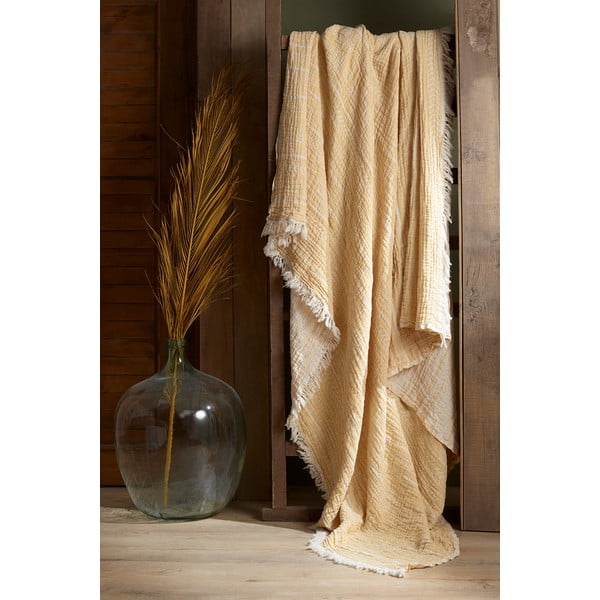 Kollane musliinist päevavaip kaheinimesevoodile 220x240 cm Etno - Mijolnir-image-2