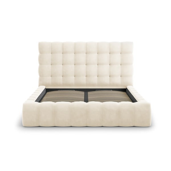 Beež polsterdatud kaheinimesevoodi koos voodipõhja ja panipaigaga 200x200 cm Bali - Cosmopolitan Design-image-3