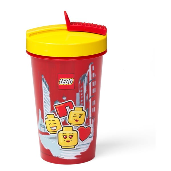 Punane tass kollase kaane ja kõrrega , 500 ml Iconic - LEGO®-image-2