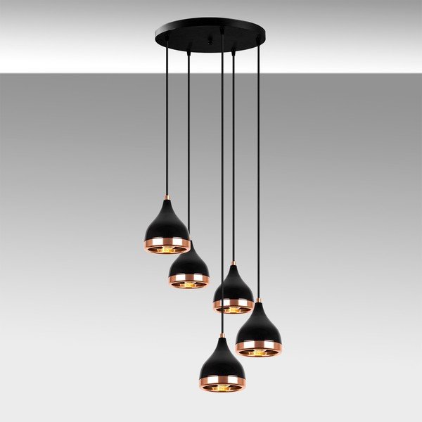 Must-vasevärvi rippvalgusti metallist varjuga ø 43 cm Yildo - Opviq lights-image-1