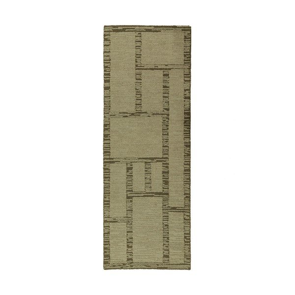 Roheline käsitsi kootud villane jooksja 80x230 cm Harris Modula Wool - Flair Rugs