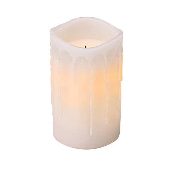 Bílá LED svíčka s kapkami Best Season, 12,5 cm