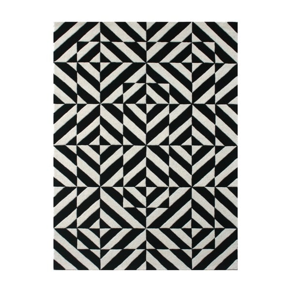 Vlněný koberec Espejo Black White, 170x240 cm