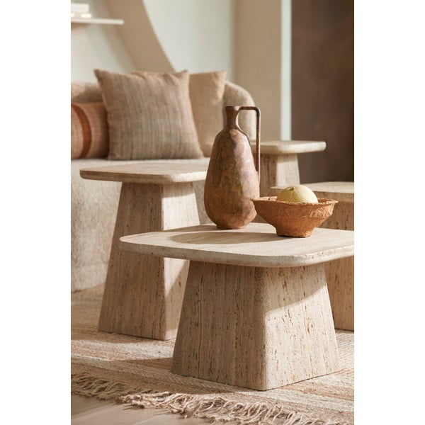 Beež kiviplaadiga kohvilaud 60x60 cm Kepami - Light & Living-image-1