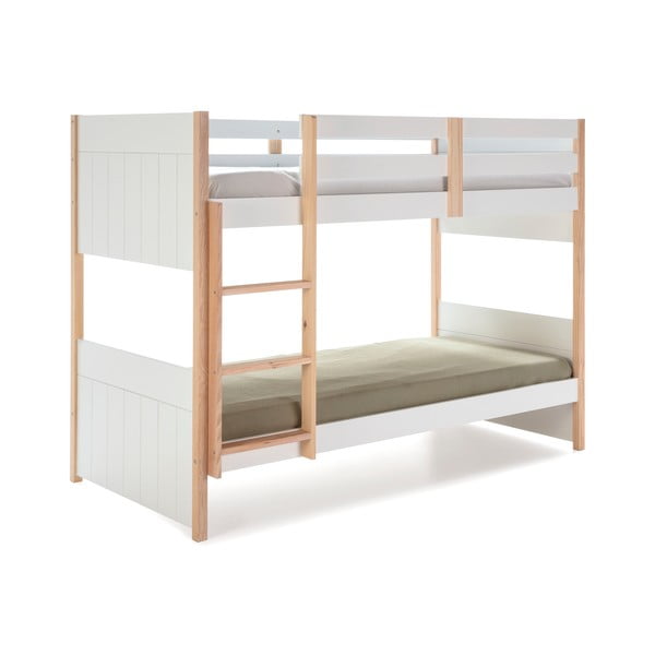 Valge narupuidust kahekorruseline voodi 90x190 cm Kiara - Marckeric-image-4