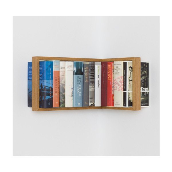 Rohová knižní police z dubového dřeva das kleine b b2, výška 25 cm-image-2