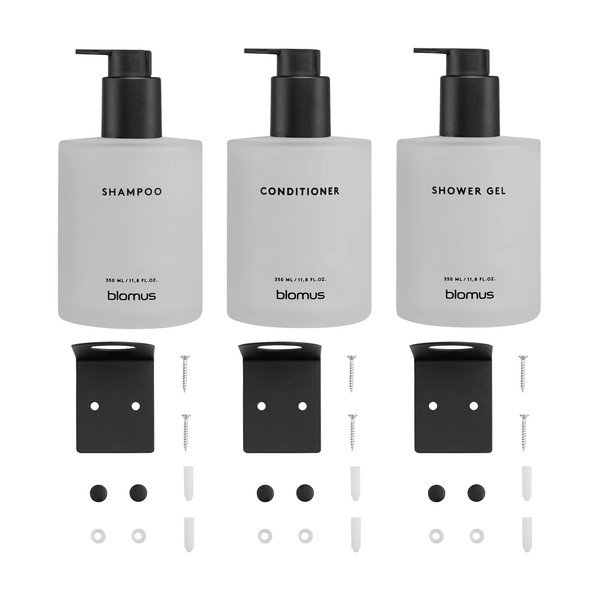 Valged seinale kinnitatavad klaasist seebidosaatorid 3 tk komplektis, 350 ml Kirei - Blomus-image-4