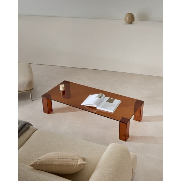 Pruun klaasist diivanilaud 60x140 cm Adularia - Kave Home-image-1