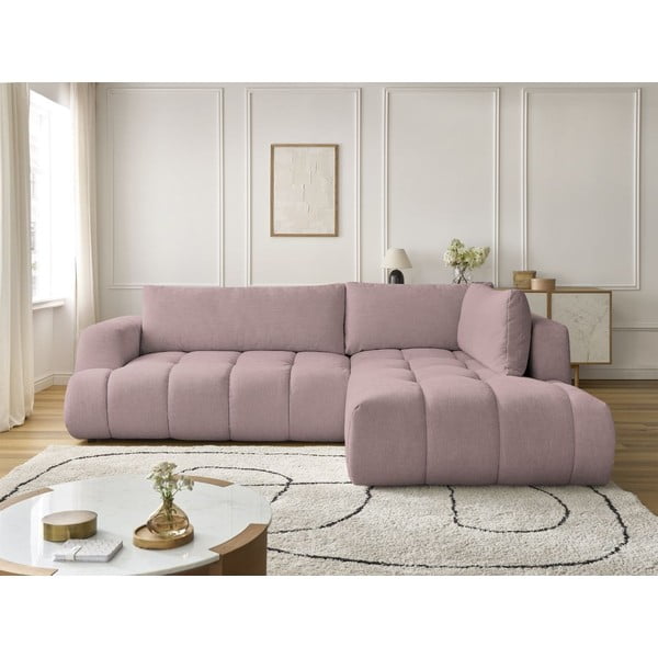 Roosa diivanvoodi/panipaigaga nurgadiivan (parempoolne/L-kujuline) Fuji - Bobochic Paris-image-1