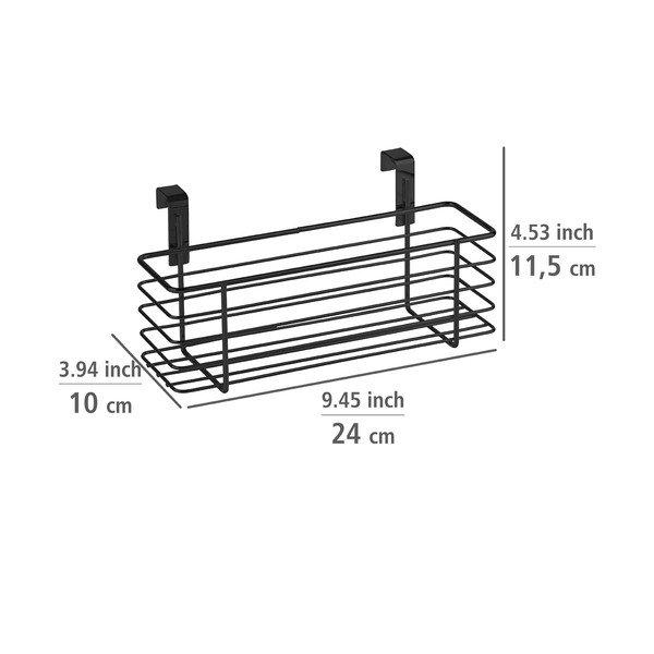 Musta värvi rippuv metallkorv köögiuksele Slim, 24 x 10 cm - Wenko-image-2