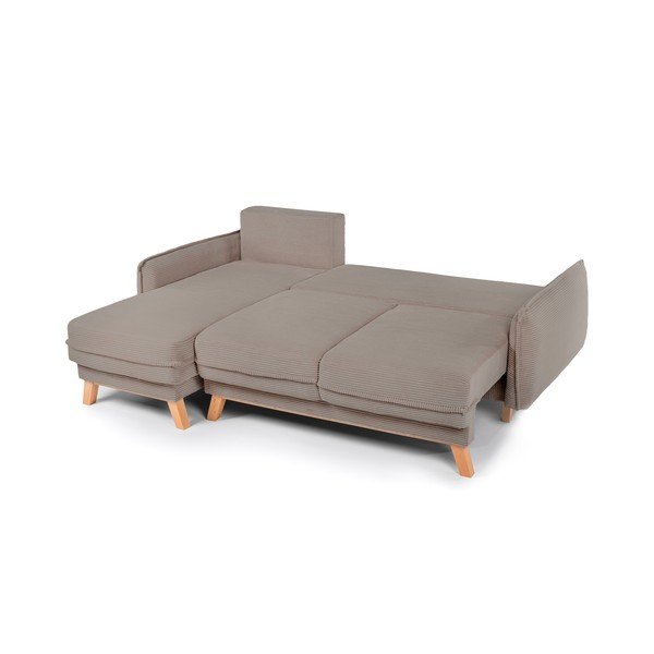 Taupe-pruuni värvi velvetist diivanvoodi/nurgadiivan panipaigaga Tori - Bonami Selection-image-3