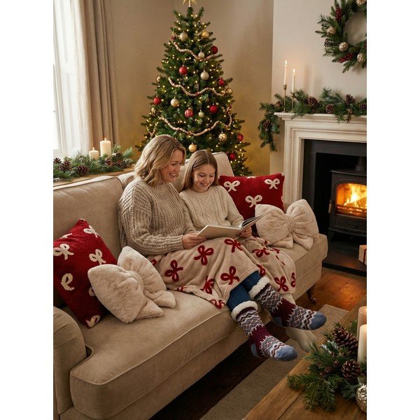 Dekoratiivne jõulumotiiviga mikroplüüsist padi 30x40 cm XMAS - Tiseco Home Studio-image-1