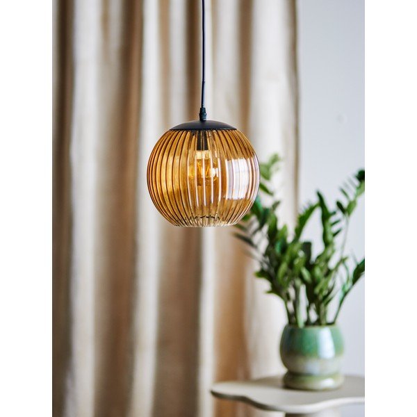 Pruunist klaasist LED-ripplamp ø 23 cm Sybia - Bloomingville-image-1
