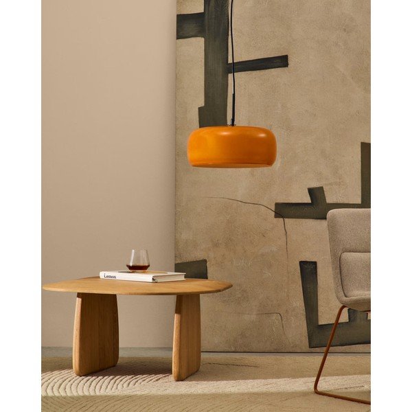 Oranž LED-rippvalgusti klaasist varjuga ø 38 cm Reig - Kave Home-image-1