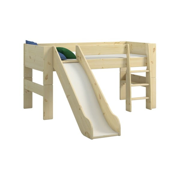 Dětská patrová postel z borovicového dřeva se skluzavkou Steens For Kids, výška 113 cm