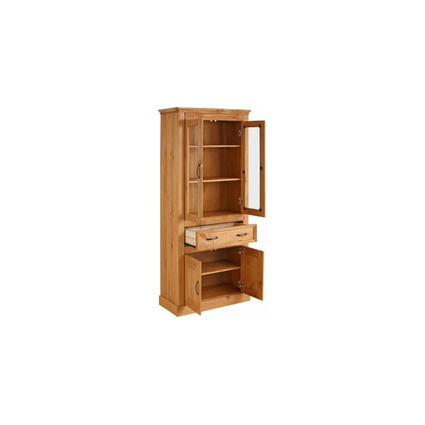 Pruun neljaukseline vitriinkapp, mis on valmistatud massiivsest männipuidust Suzie - Støraa-image-1