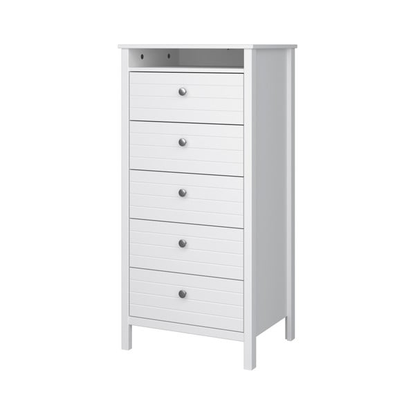 Bílá úzká komoda s 5 zásuvkami Steens New York, výška 120 cm-image-2
