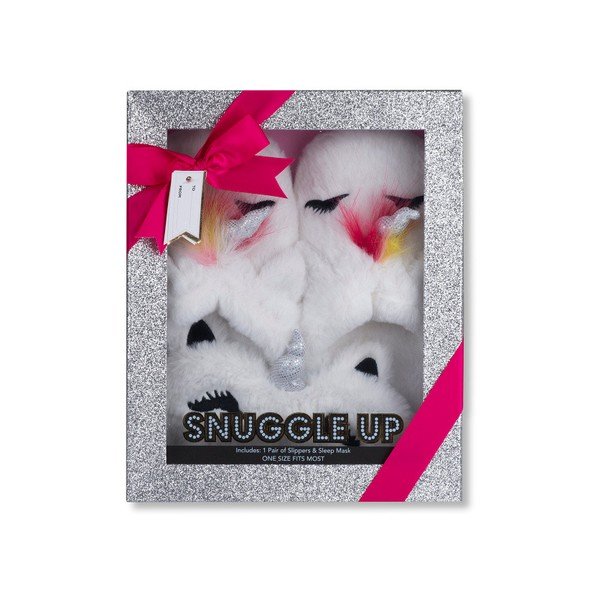 Set chlupatých pantoflí a masky na spaní Tri-Coastal Design Unicorn-image-1