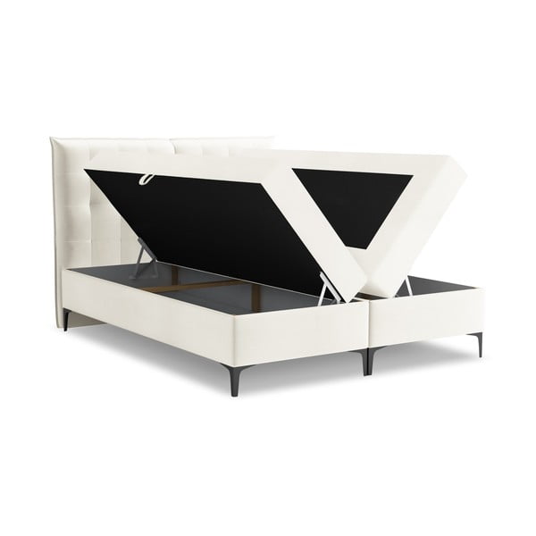 Beež boxspring voodi panipaigaga 180x200 cm Mikana – Makamii-image-1