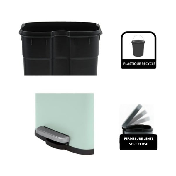 Piparmündivärvi terasest prügikast 5 l Akira - Spirella-image-2