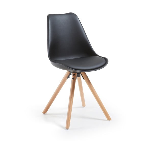 Černá židle s dřevěným podnožím La Forma Lars