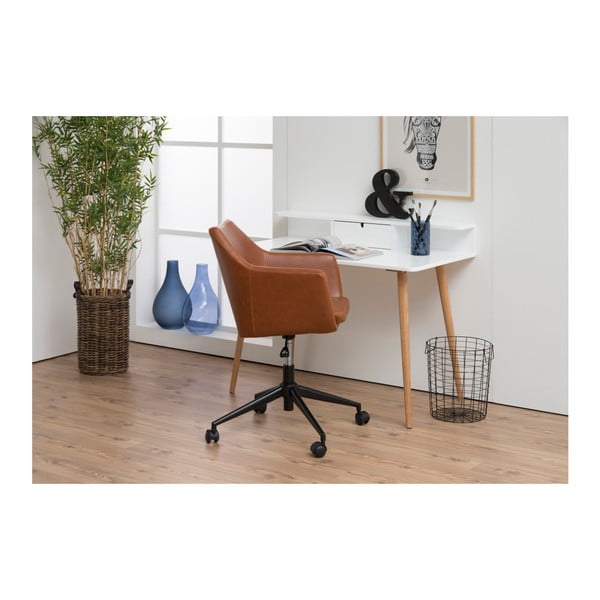 Pruun kunstnahast kontoritool ratastel Nora - Actona-image-4