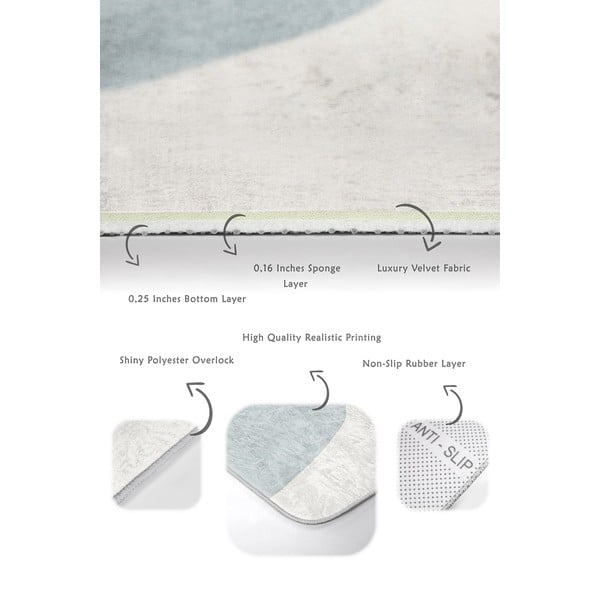 Hallid-kreemid sametist vannitoamatid 2tk komplektis 60x100 cm Abstract Shapes - Mila Home-image-3