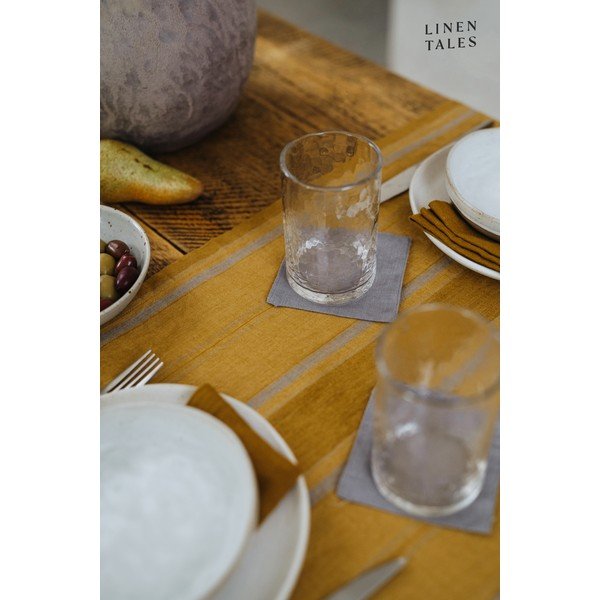 Linane laudlina 140x140 cm Amber Bronze Stripes - Linen Tales-image-1