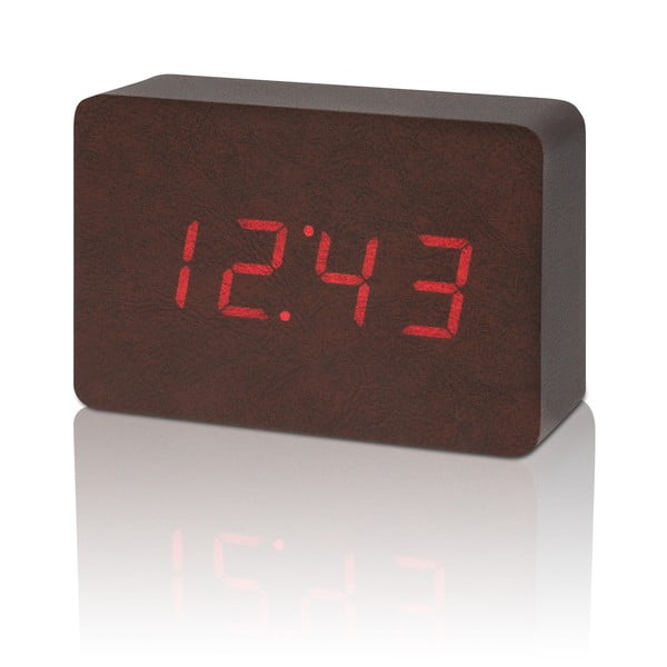 Punase LED-ekraaniga tumepruun äratuskell Brick Click Clock - Gingko