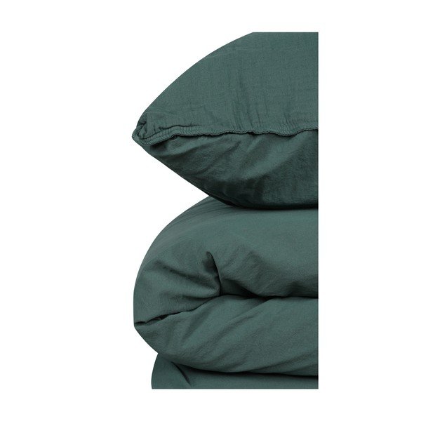 Roheline musliinist voodipesu kaheinimesevoodile 200x200 cm Stonewashed - Mijolnir-image-3