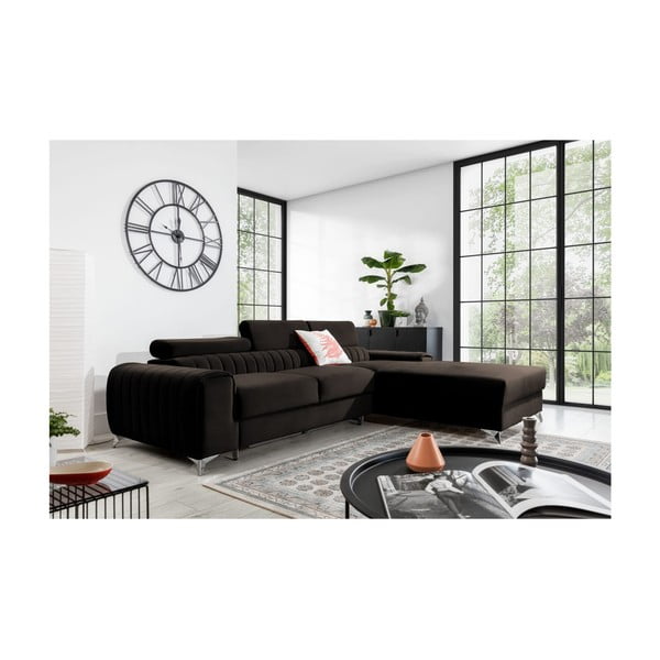 Tumepruun sametist lahtikäiv/sahtliga nurgadiivan (parem nurk/lamamisosaga) Grayson – ELTAP-image-1