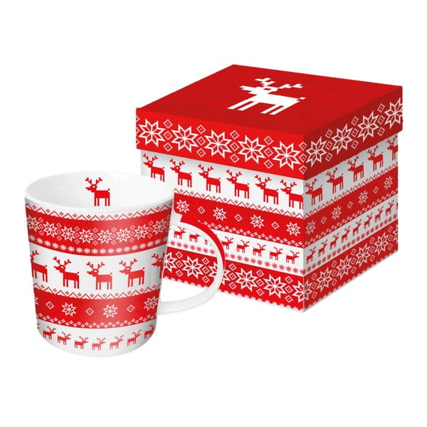 Hrnek z kostního porcelánu s vánočním motivem v dárkovém balení PPD Magic Rojo Christmas, 350 ml