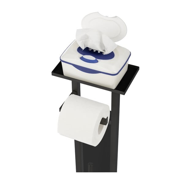 Must WC-paberi hoidja roostevabast terasest harjaga Debar - Wenko-image-3