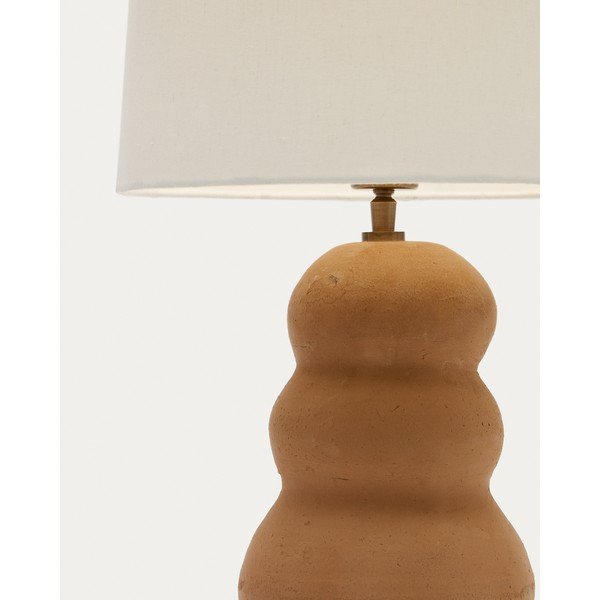 Valge-pruun laualamp tekstiilist varjuga (kõrgus 55 cm) Madsen - Kave Home-image-3