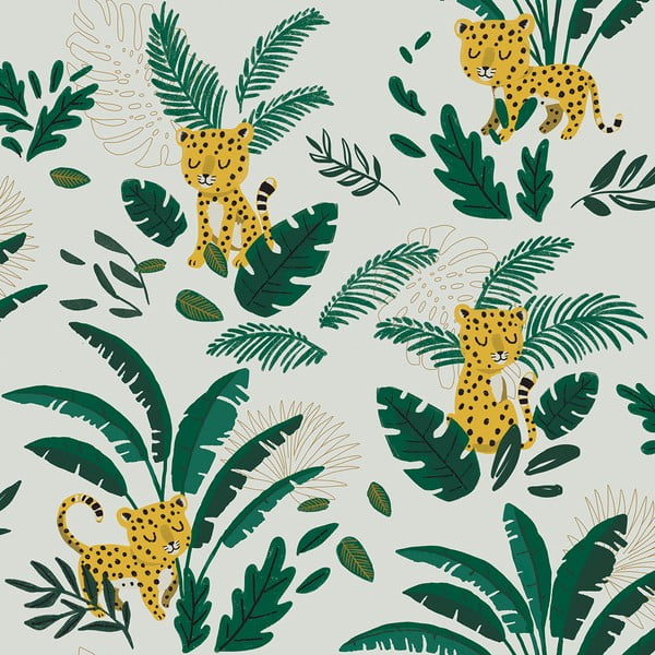 Laste tapeet 10 m x 50 cm Cheetah & Tropical Leaves - Lilipinso