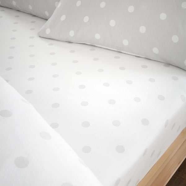 Valge/hall flanell-lina 90x190 cm Polka Dot - Catherine Lansfield-image-1