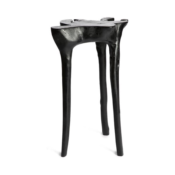 Černý příruční stolek z teakového dřeva Simla Jungle, ⌀ 40 cm