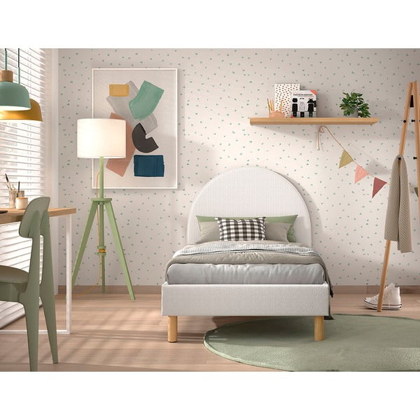 Valge pehme üheinimesevoodi koos restiga 90x200 cm MOON - Vipack-image-3