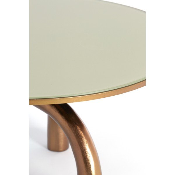 Pronksivärvi-beež ümmargune klaasist diivanilaud ø 76 cm Mello - Light & Living-image-1