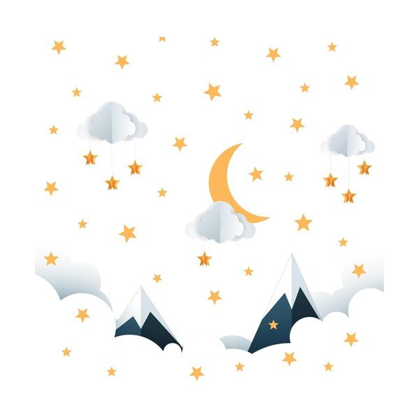 Laste seinakleebis 90x60 cm Mountains in Stars and Clouds - Ambiance-image-2