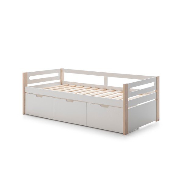 Valge voodi 3 sahtliga 90 x 190 cm Keisly - Marckeric-image-2