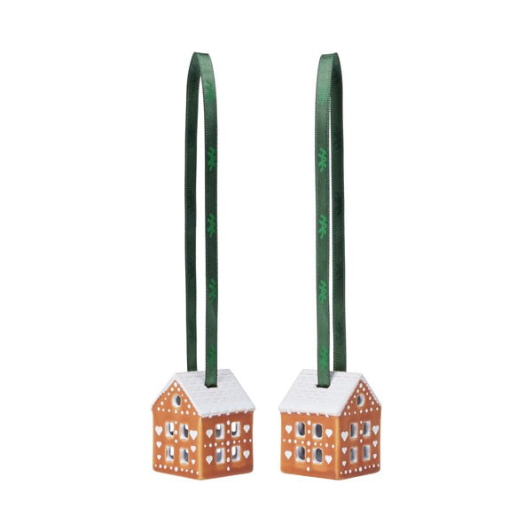 Keraamilised jõulukaunistused 2tk komplektis 5 cm Gingerbread - Kähler Design