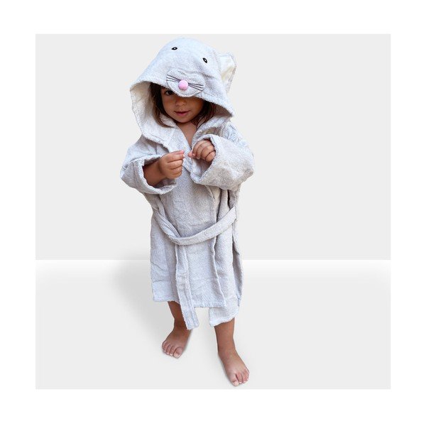 Valgehall laste puuvillane hommikumantel, suurus M Mouse – Rocket Baby-image-2