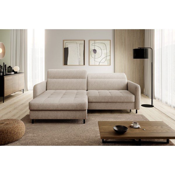 Beež žinüülkangast lahtikäiv/sahtliga nurgadiivan (vasak nurk/lamamisosaga) Gomsi – ELTAP-image-3