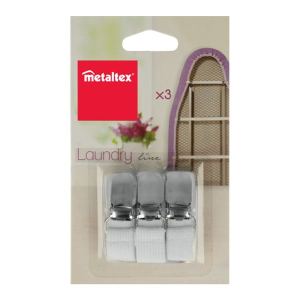 3 elastse triikimislaua klambrite komplekt - Metaltex-image-2