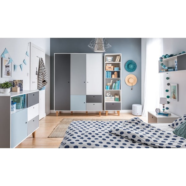 Valge ja hall sinise detailiga sahtlikapp Concept - Vox-image-1