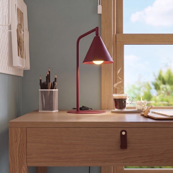 Burgundia värvi terasest laualamp painutatava konstruktsiooniga (kõrgus 35 cm) Zylo - Sollux-image-1