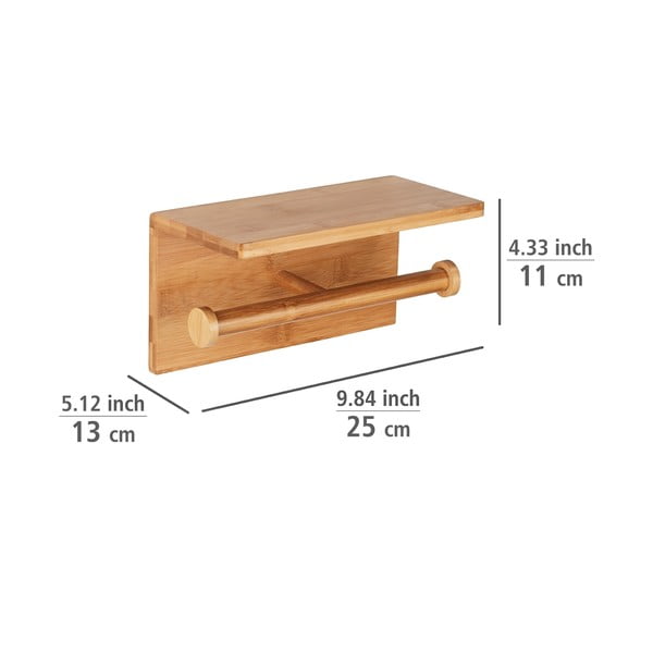 Seinale paigaldatud bambusest tualettpaberi hoidja Duo Bambusa - Wenko-image-2